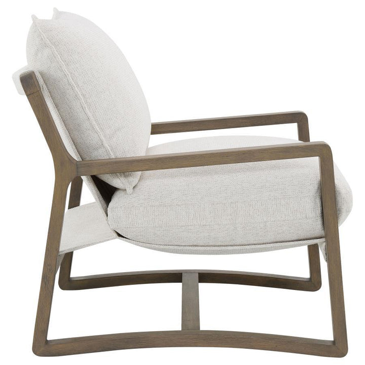 Geneva - Boucle Upholstered Wood Arm Accent Chair - Sand Arm Chair modern furniture Contempo Furniture