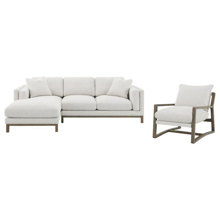Geneva - Boucle Upholstered Wood Arm Accent Chair - Sand Arm Chair modern furniture Contempo Furniture