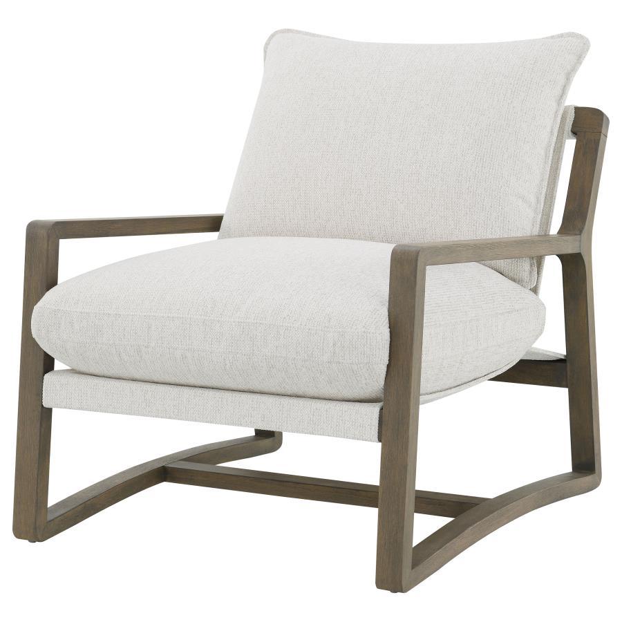 Geneva - Boucle Upholstered Wood Arm Accent Chair - Sand Arm Chair modern furniture Contempo Furniture