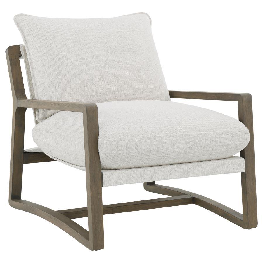 Geneva - Boucle Upholstered Wood Arm Accent Chair - Sand Arm Chair modern furniture Contempo Furniture