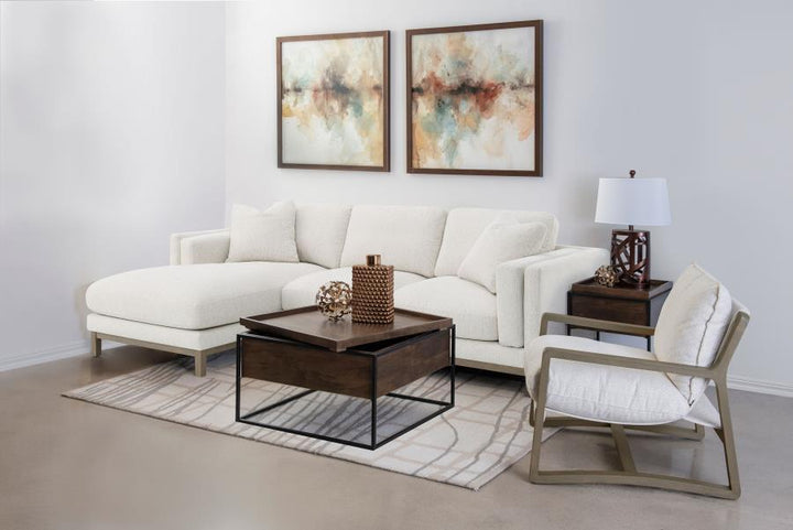 Geneva - Boucle Upholstered Wood Arm Accent Chair - Sand Arm Chair modern furniture Contempo Furniture