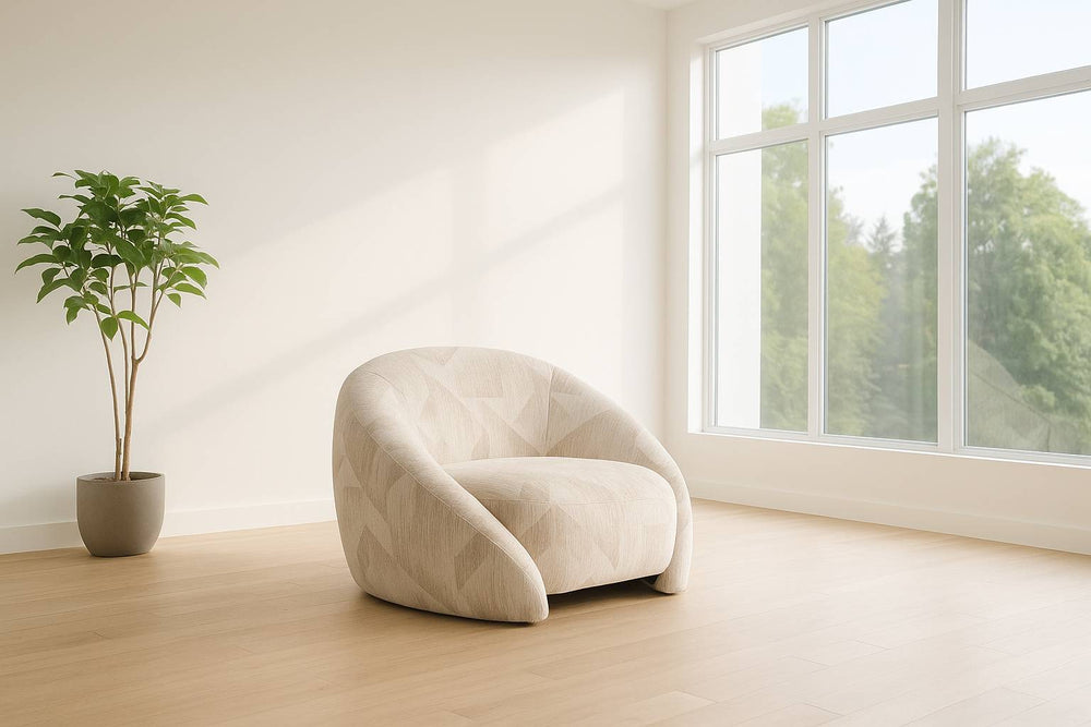 Gentle - Modern Beige Pattern Fabric Accent Chair - View 2