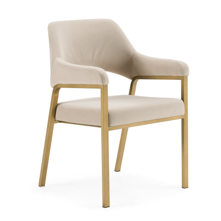 George - Modern Beige Fabric + Antique Brass Dining Chair
