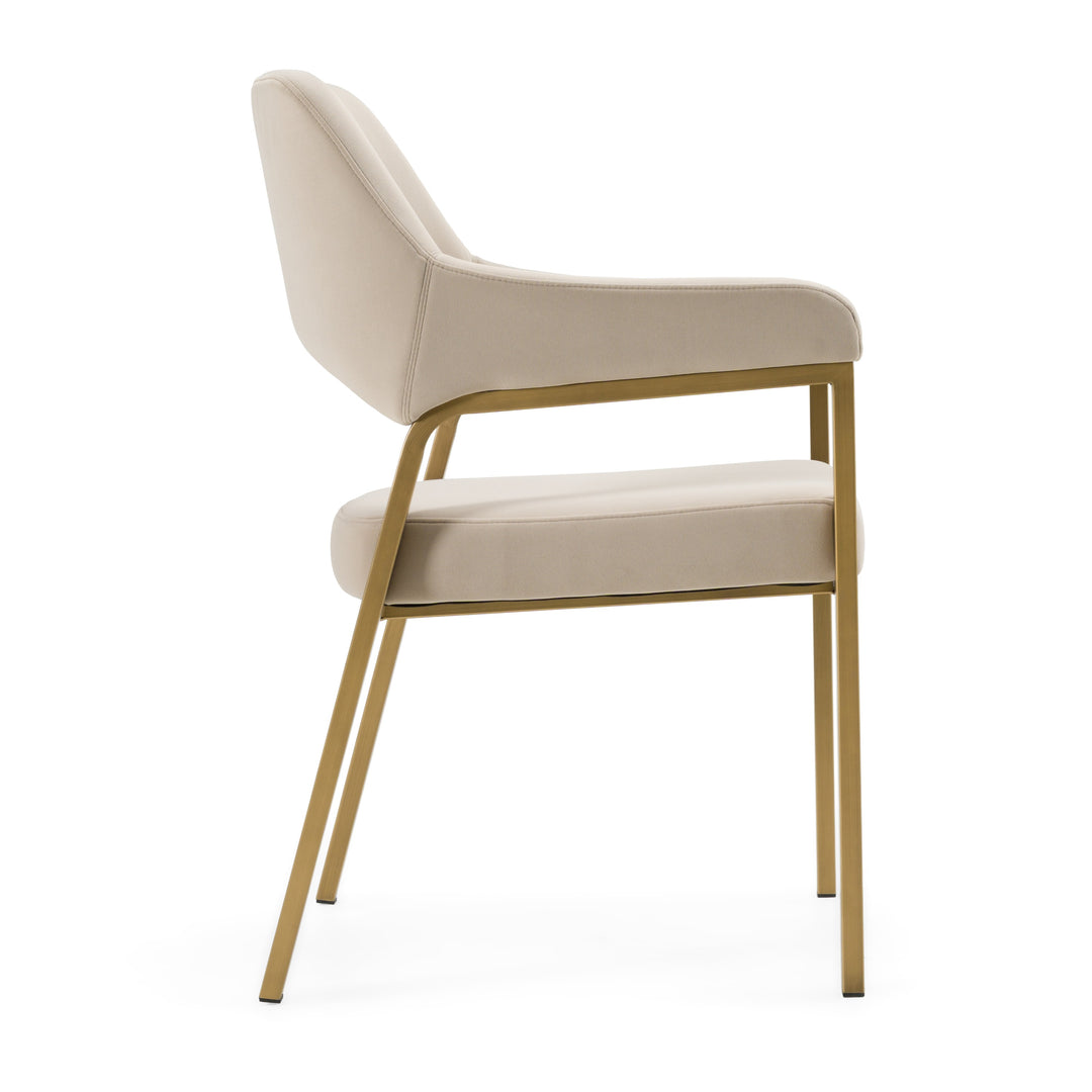 George - Modern Beige Fabric + Antique Brass Dining Chair
