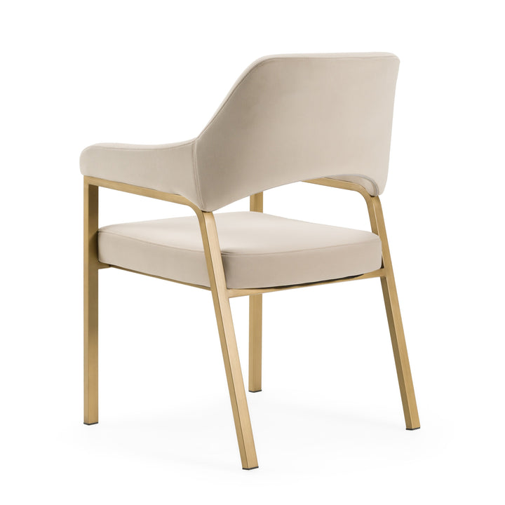 George - Modern Beige Fabric + Antique Brass Dining Chair