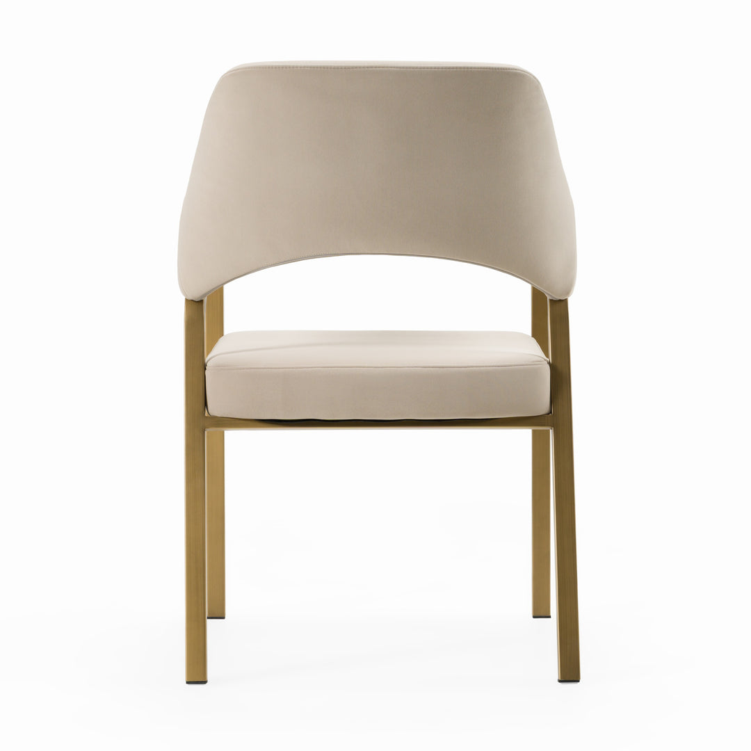 George - Modern Beige Fabric + Antique Brass Dining Chair