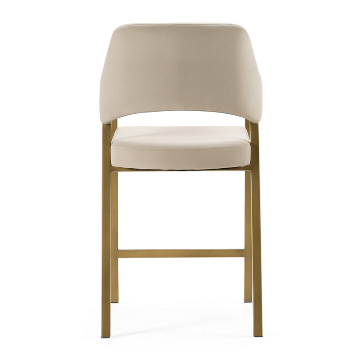George - Modern Beige Fabric + Antique Brass Counter Chair