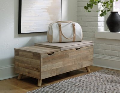 Gerdanet Storage Bench - Beige Storage Bench modern furniture Contempo Furniture