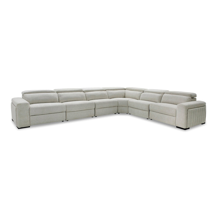 Gering - Modern Beige Fabric Sectional With 2 Power Recliners