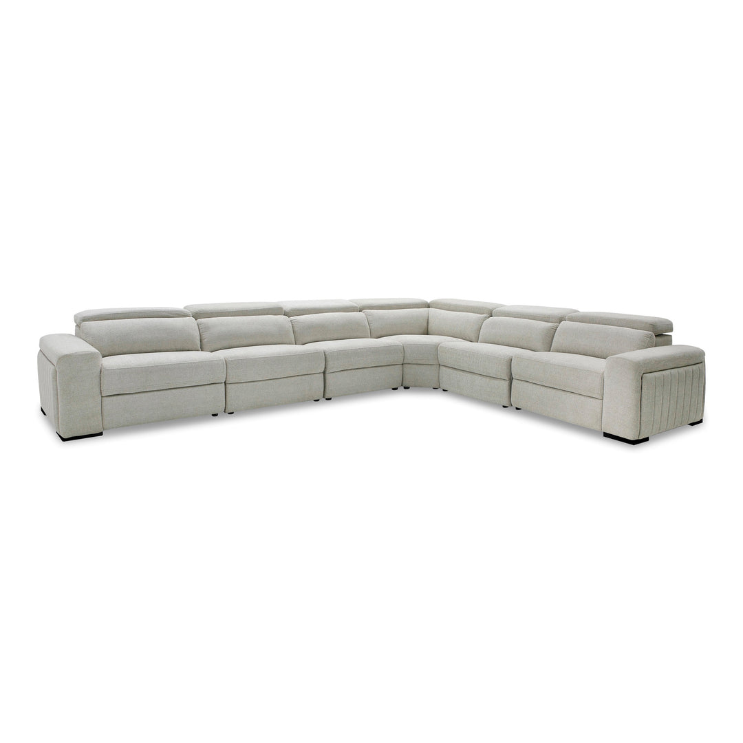 Gering - Modern Beige Fabric Sectional With 2 Power Recliners