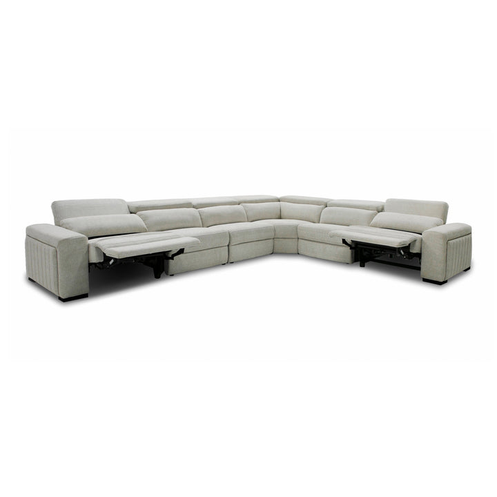 Gering - Modern Beige Fabric Sectional With 2 Power Recliners