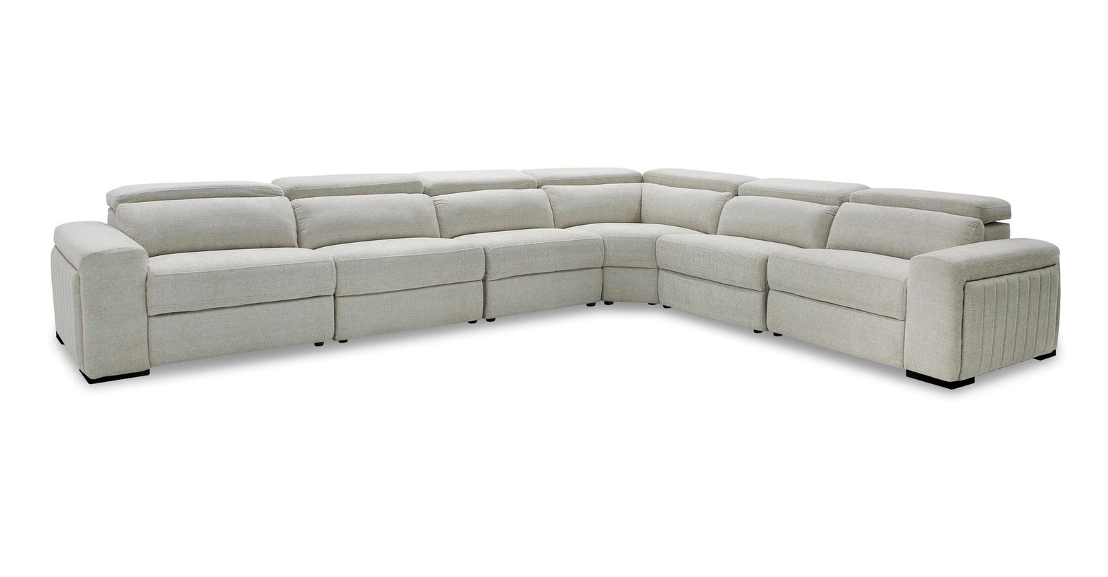 Gering - Modern Beige Fabric Sectional With 2 Power Recliners