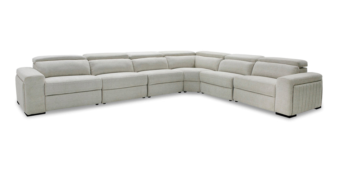Gering - Modern Beige Fabric Sectional With 2 Power Recliners