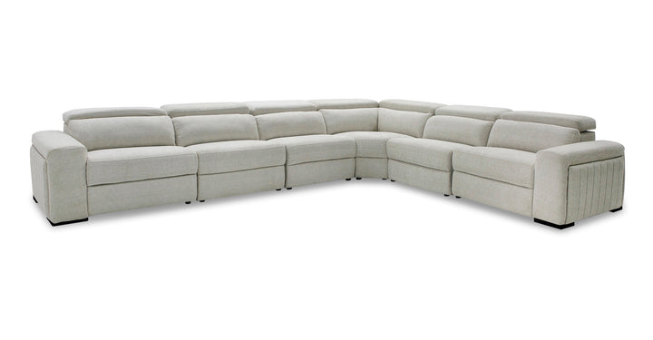 Gering - Modern Beige Fabric Sectional With 2 Power Recliners