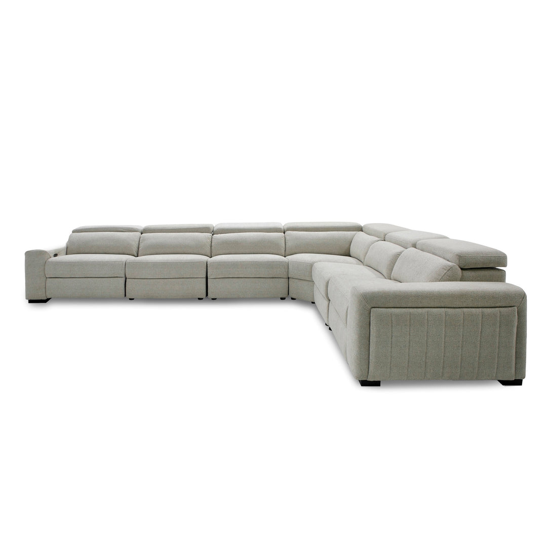 Gering - Modern Beige Fabric Sectional With 2 Power Recliners