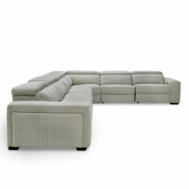 Gering - Modern Beige Fabric Sectional With 2 Power Recliners