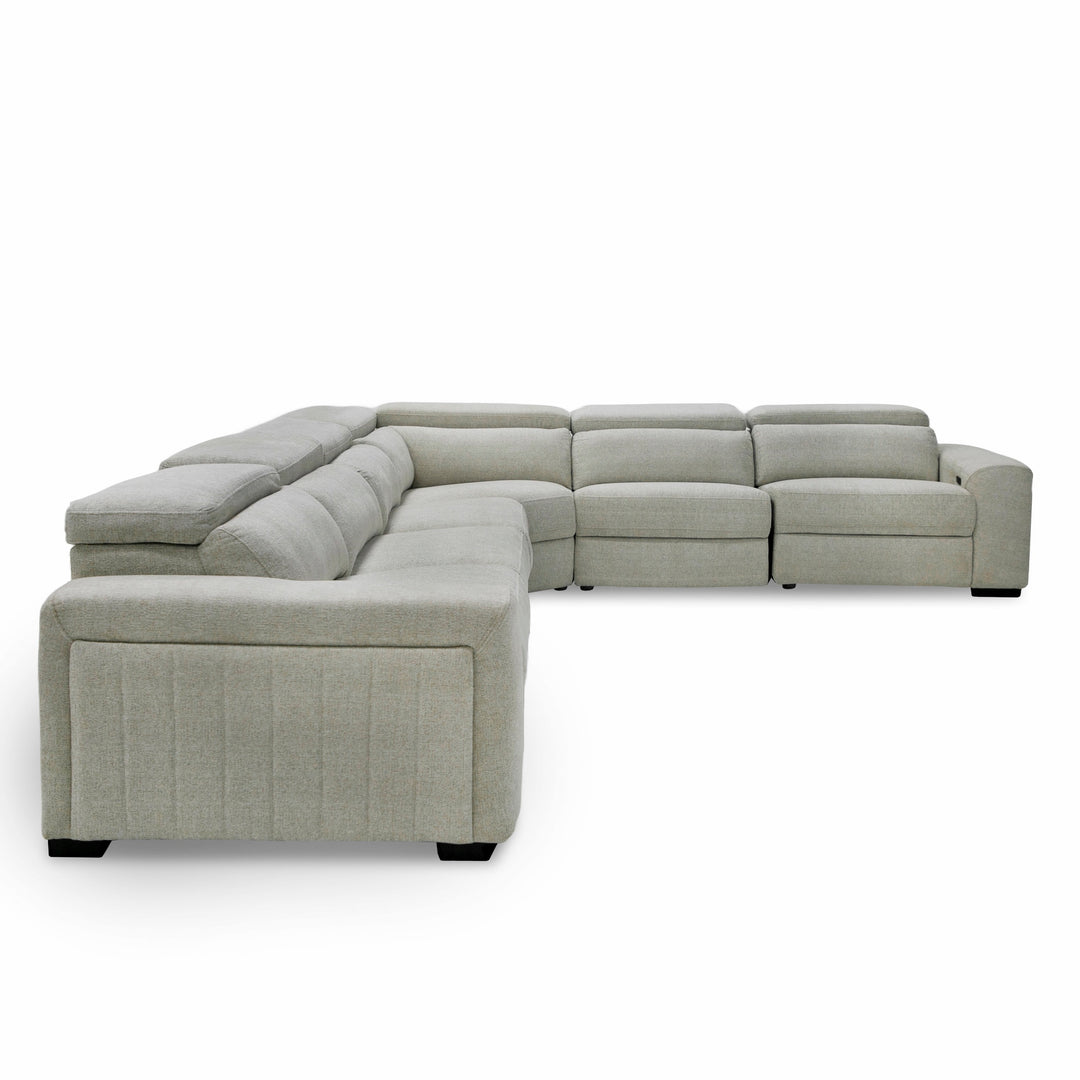 Gering - Modern Beige Fabric Sectional With 2 Power Recliners