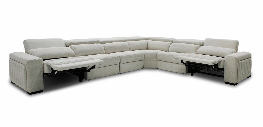 Gering - Modern Beige Fabric Sectional With 2 Power Recliners