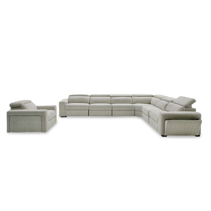 Gering - Modern Beige Fabric Sectional With 2 Power Recliners