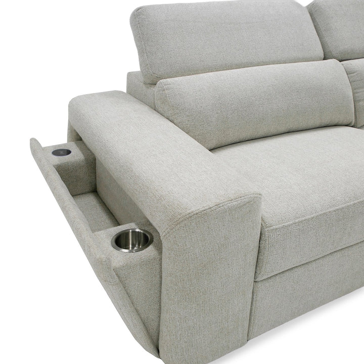 Gering - Modern Beige Fabric Sectional With 2 Power Recliners