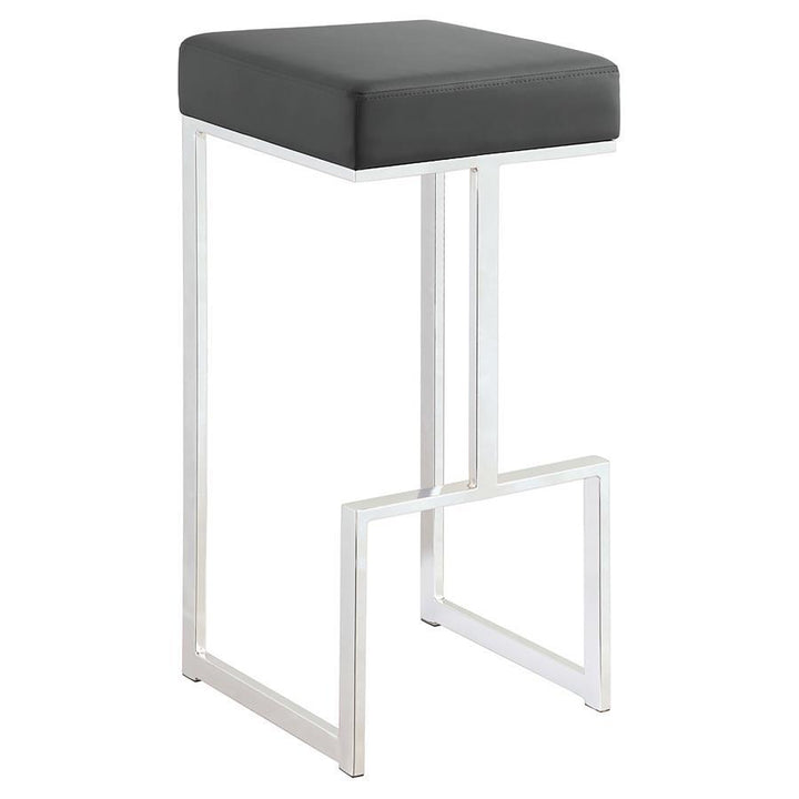 Gervase - Square Bar Stool - Gray And Chrome Bar Height (28" - 30") modern furniture Contempo Furniture