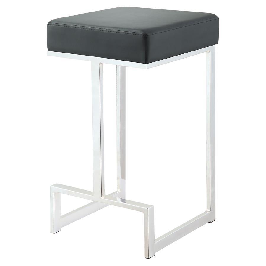 Gervase - Square Counter Height Stool - Black And Chrome Counter Height (24" - 27") modern furniture Contempo Furniture