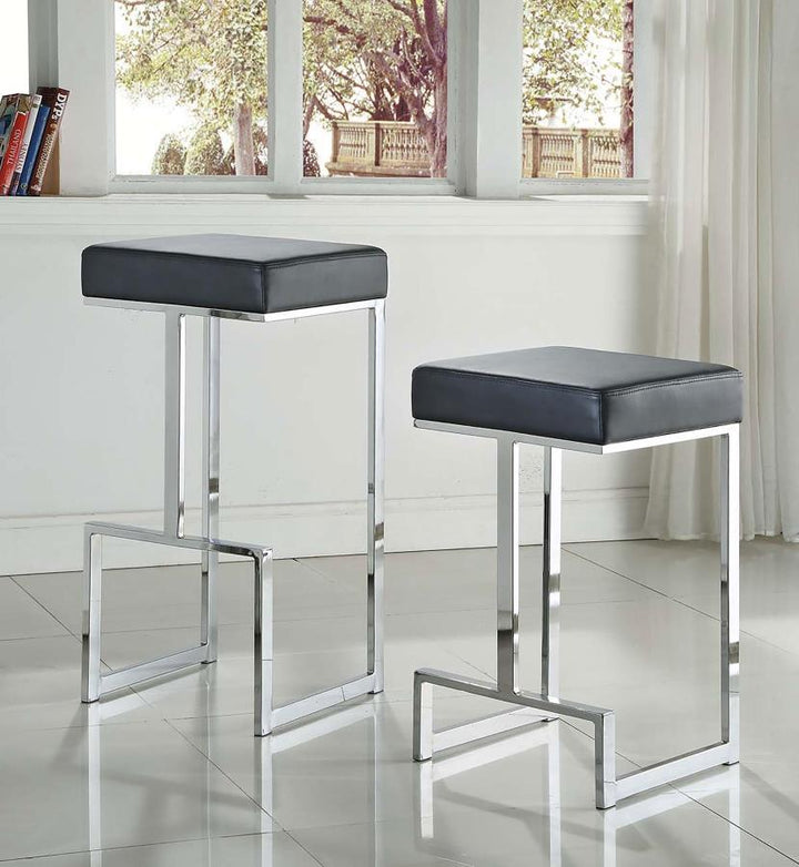 Gervase - Square Counter Height Stool - Black And Chrome Counter Height (24" - 27") modern furniture Contempo Furniture