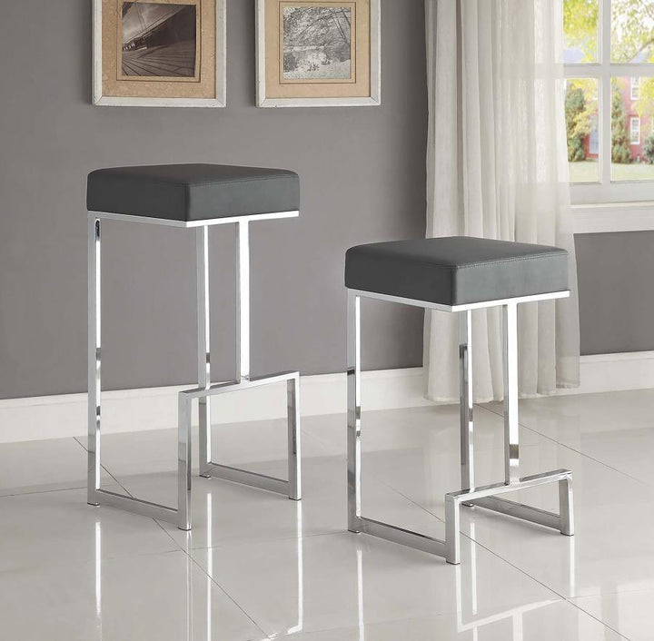 Gervase - Square Counter Height Stool - Gray And Chrome Counter Height (24" - 27") modern furniture Contempo Furniture