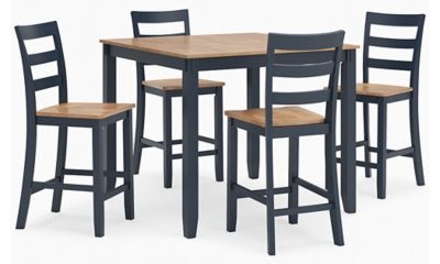 Gesthaven Counter Height Dining Table and 4 Barstools (Set of 5) - Blue 5 Piece Dining Room Set modern furniture Contempo Furniture