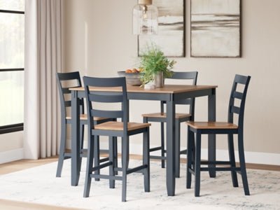 Gesthaven Counter Height Dining Table and 4 Barstools (Set of 5) - Blue 5 Piece Dining Room Set modern furniture Contempo Furniture