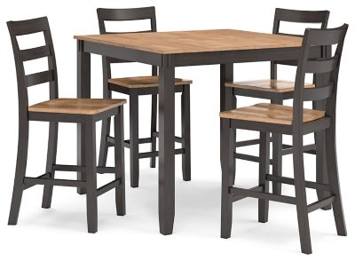 Gesthaven Counter Height Dining Table and 4 Barstools (Set of 5) - Dark Brown 5 Piece Dining Room Set modern furniture Contempo Furniture