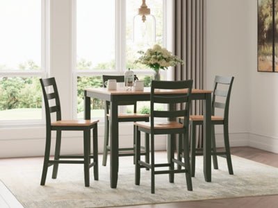 Gesthaven Counter Height Dining Table and 4 Barstools (Set of 5) - Green 5 Piece Dining Room Set modern furniture Contempo Furniture