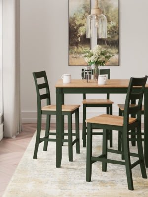 Gesthaven Counter Height Dining Table and 4 Barstools (Set of 5) - Green 5 Piece Dining Room Set modern furniture Contempo Furniture