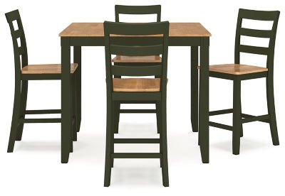 Gesthaven Counter Height Dining Table and 4 Barstools (Set of 5) - Green 5 Piece Dining Room Set modern furniture Contempo Furniture