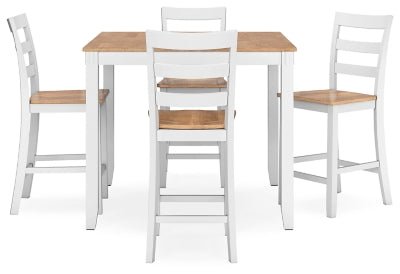 Gesthaven Counter Height Dining Table and 4 Barstools (Set of 5) - White 5 Piece Dining Room Set modern furniture Contempo Furniture