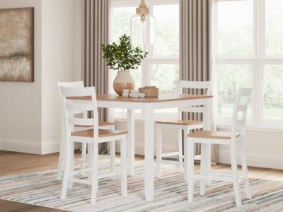 Gesthaven Counter Height Dining Table and 4 Barstools (Set of 5) - White 5 Piece Dining Room Set modern furniture Contempo Furniture