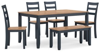 Gesthaven Dining Table with 4 Chairs and Bench (Set of 6) - Blue | Ashley Furniture