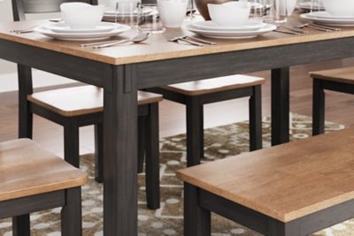 Gesthaven Dining Table with 4 Chairs and Bench (Set of 6) - Dark Brown 6 Piece Dining Room Set modern furniture Contempo Furniture
