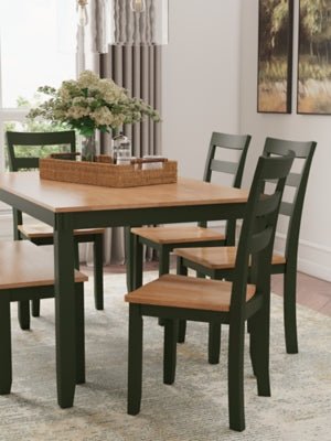 Gesthaven Dining Table with 4 Chairs and Bench (Set of 6) - Green 6 Piece Dining Room Set modern furniture Contempo Furniture