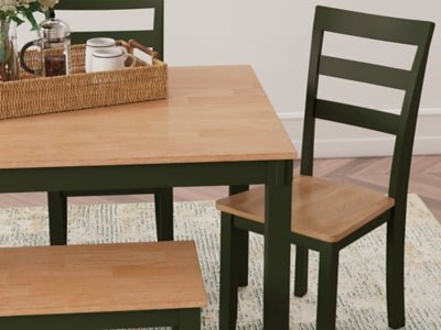 Gesthaven Dining Table with 4 Chairs and Bench (Set of 6) - Green 6 Piece Dining Room Set modern furniture Contempo Furniture