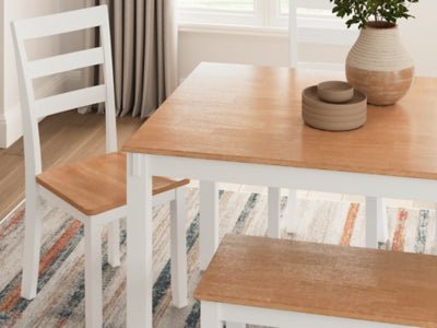 Gesthaven Dining Table with 4 Chairs and Bench (Set of 6) - White 6 Piece Dining Room Set modern furniture Contempo Furniture