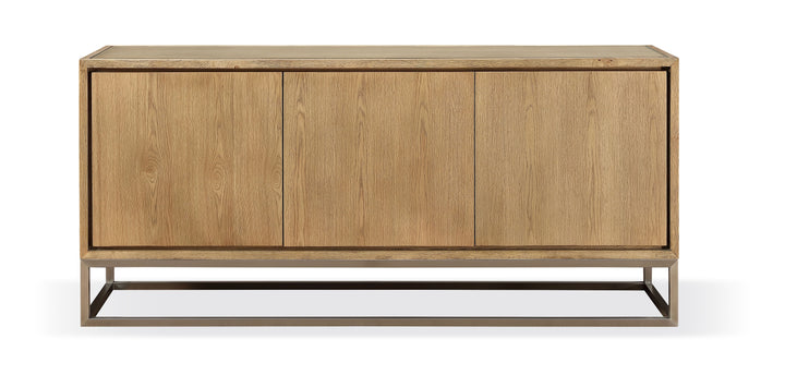 Modus Furniture Jvlh78G One Modern Coastal Metal Base Sideboard In White Oak And Brushed Stainless Steel