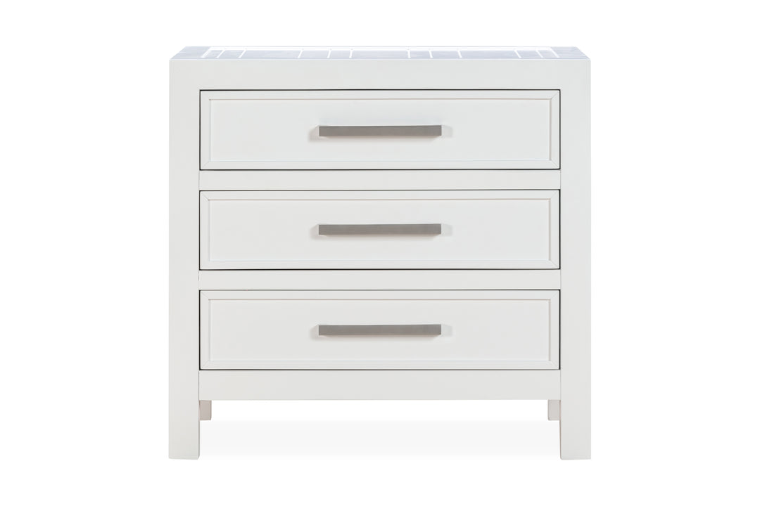 Modus Furniture Mgra81 Retreat Three Drawer Usb Charging Nightstand In Snowfall
