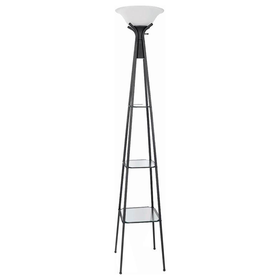 Gianni - 3 - Shelf Frosted Torchiere Floor Lamp - Black Floor Lamps modern furniture Contempo Furniture