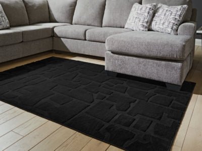 Gibbswell Washable 5' x 7' Area Rug - Black Washable Rug modern furniture Contempo Furniture