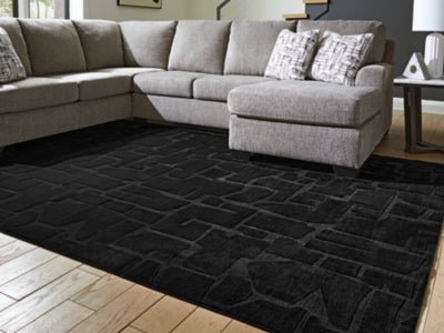 Gibbswell Washable 8' x 10' Area Rug - Black Washable Rug modern furniture Contempo Furniture