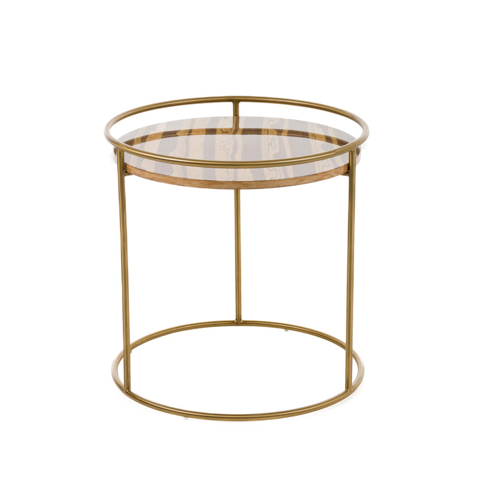 Gilcrest - Glam Brown and Gold Marble End Table