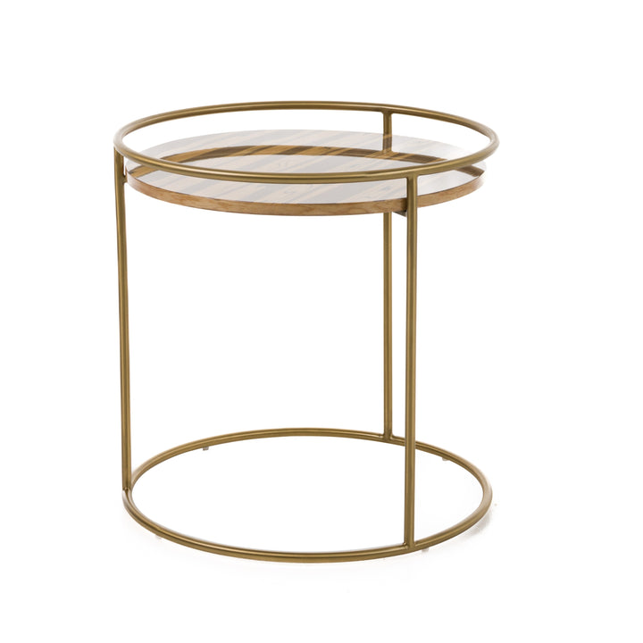 Gilcrest  Glam Brown and Gold Marble End Table