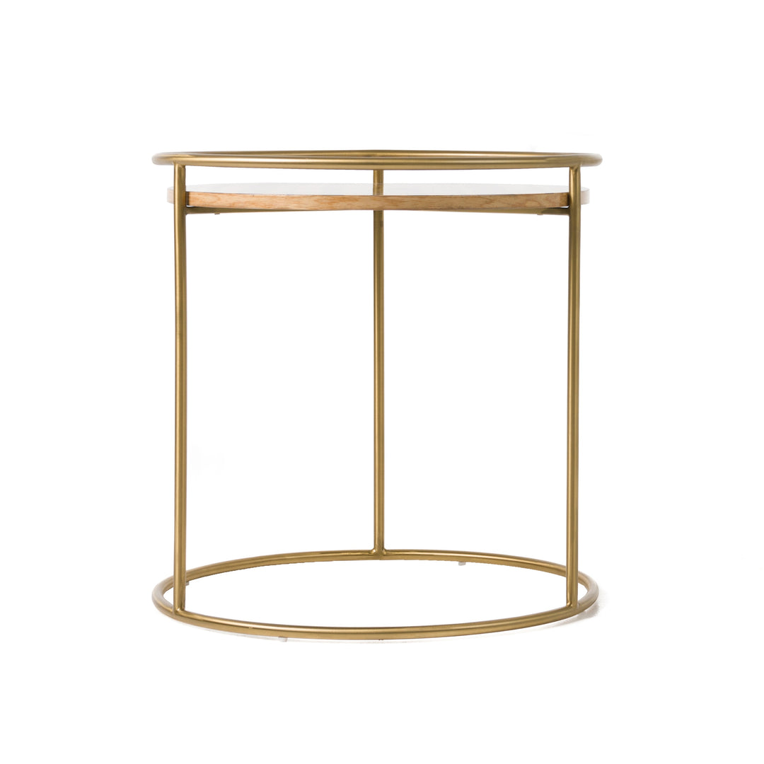 Gilcrest - Glam Brown and Gold Marble End Table