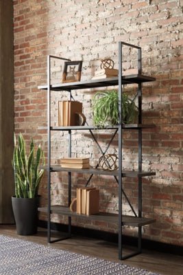 Gilesgrove Bookcase - Dark Gray Etageres modern furniture Contempo Furniture